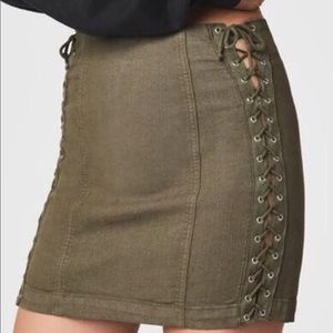 LF Carmar Double Lace Up Green Skirt